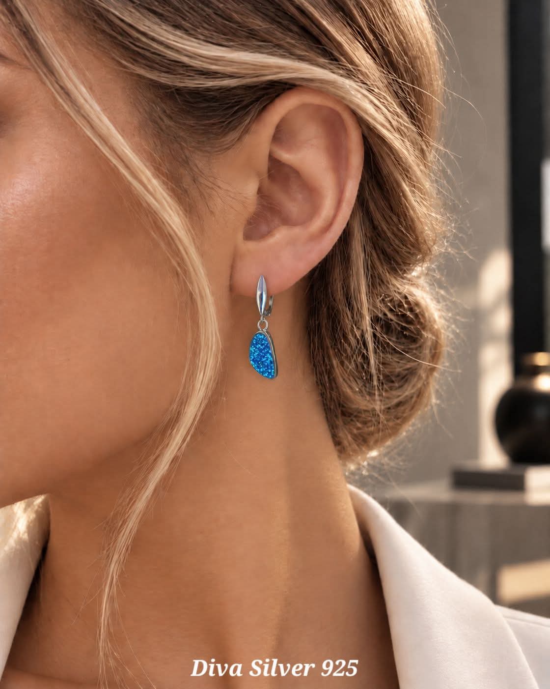 Sterling Silver Blue Women Earrings