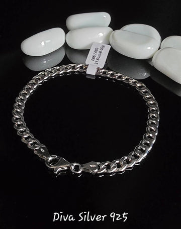925 Sterling Silver Curb Men's Bracelet