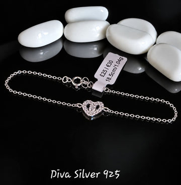 925 Sterling Shinning Shinning Heart Bracelet For Women