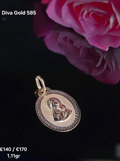 585 Gold medallion pendant. 1.11gr