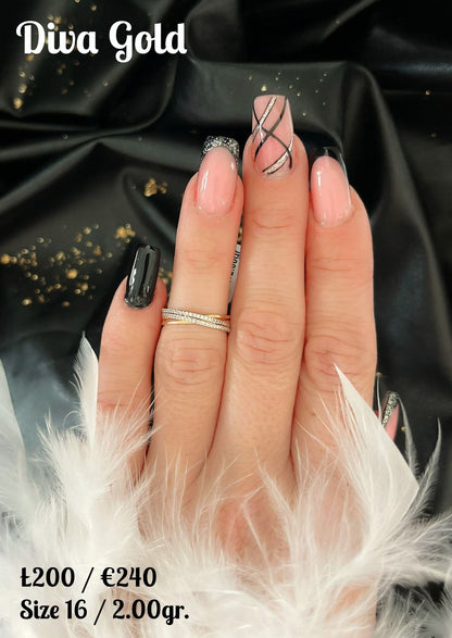 Gold ring with white zircon stones. Size 16