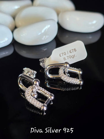 Sterling Silver Shining  Women Stud Earrings