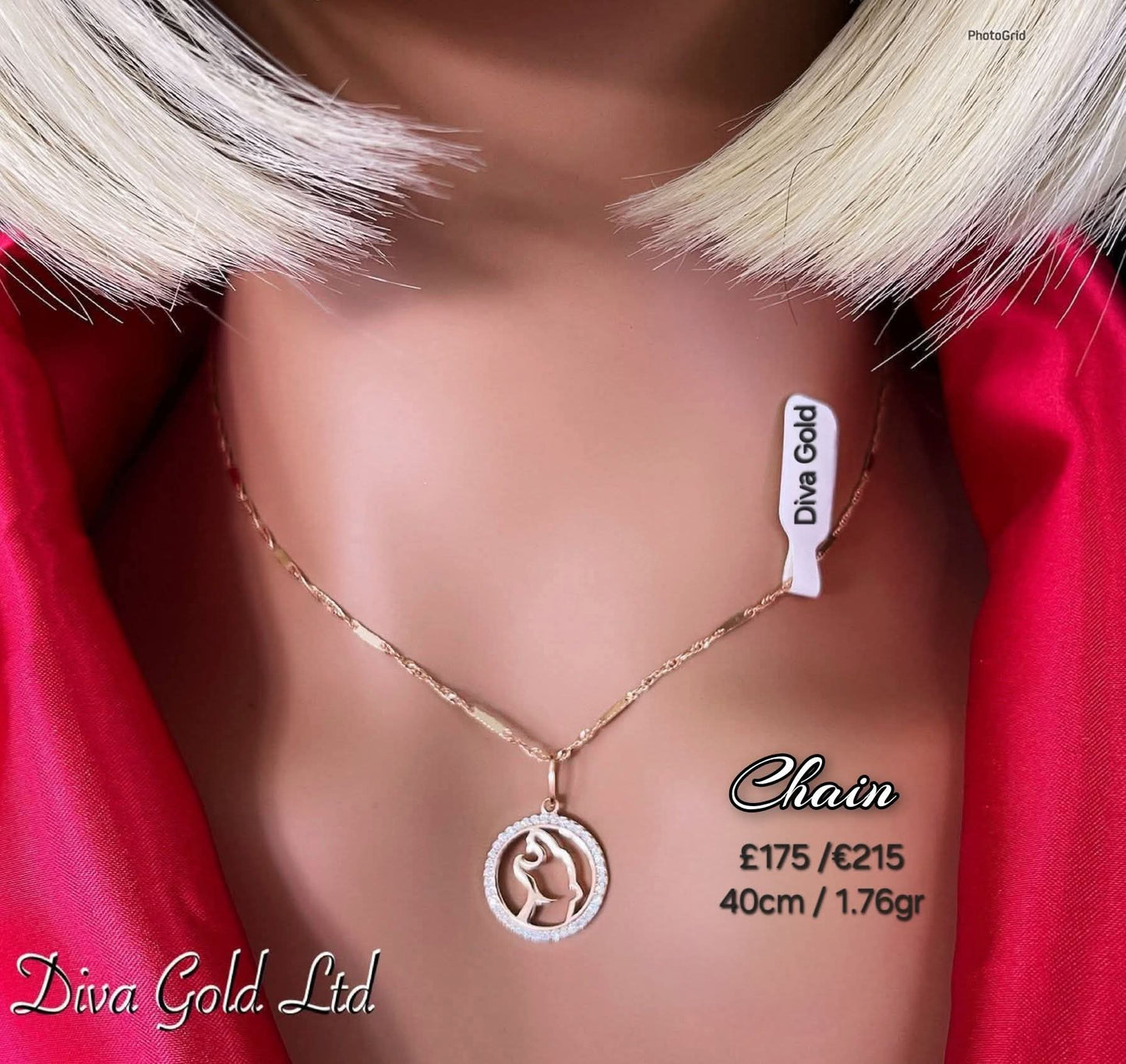 Gold 40cm chain with white gold details