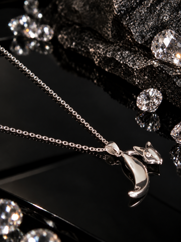 925 Sterling Silver Fox Necklace with Pendant