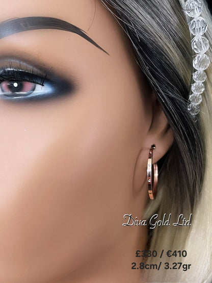 Gold 585 hoop earrings with white zircon stones.