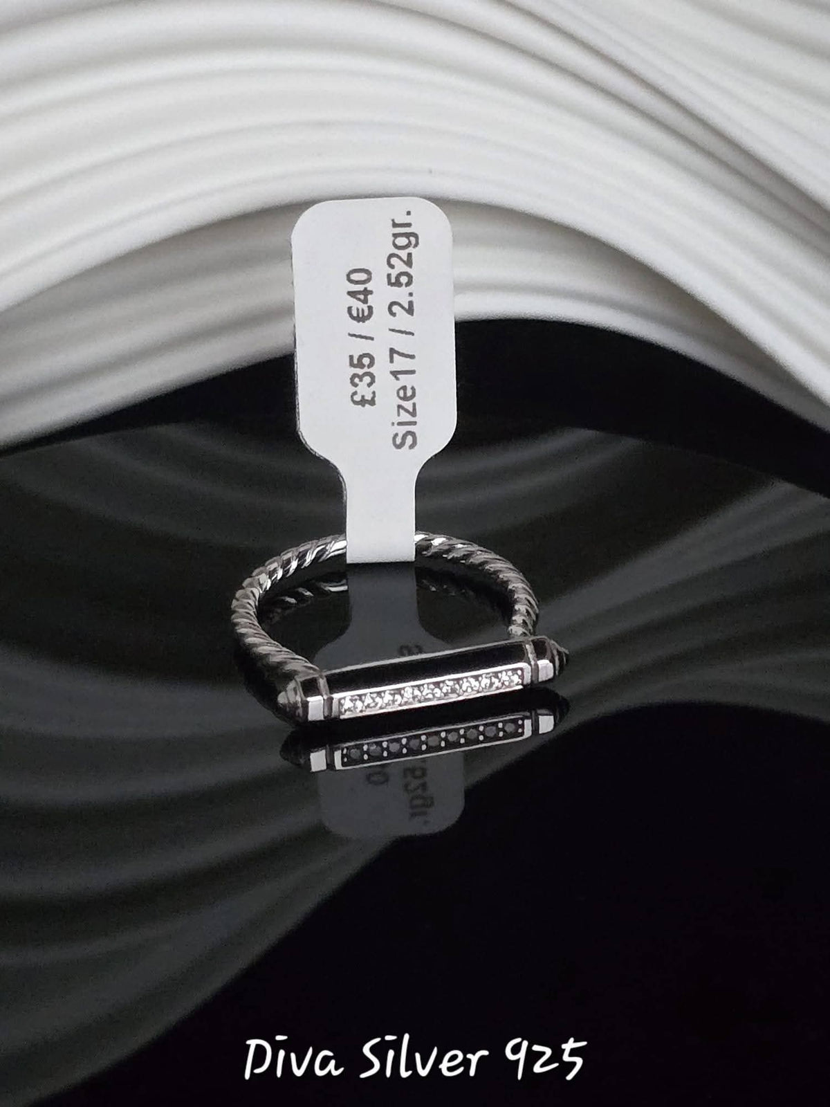 Sterling Silver Twisted Ring With Horizontal Bar