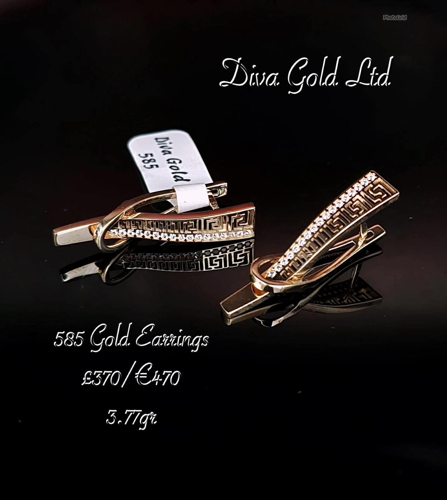 Gold 585 earrings with topaz stones