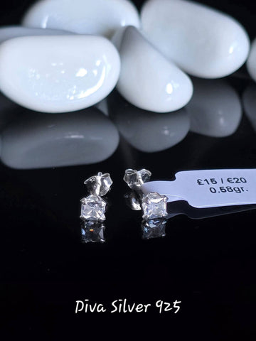 Sterling Silver Square Women Stud Earrings