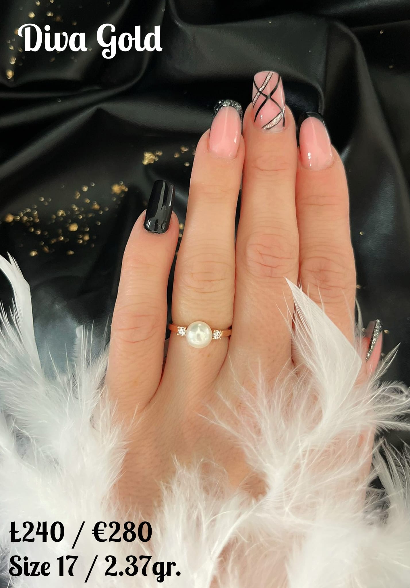 Gold ring with pearl. Size 17