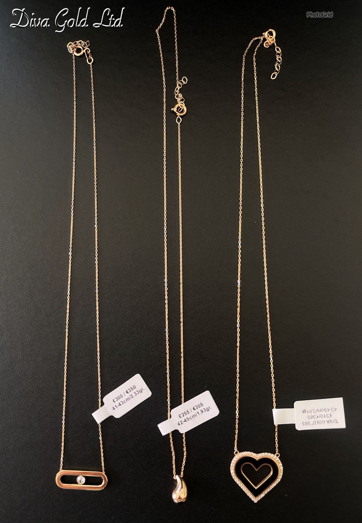 Gold Chain with drop pendant. 42-45cm