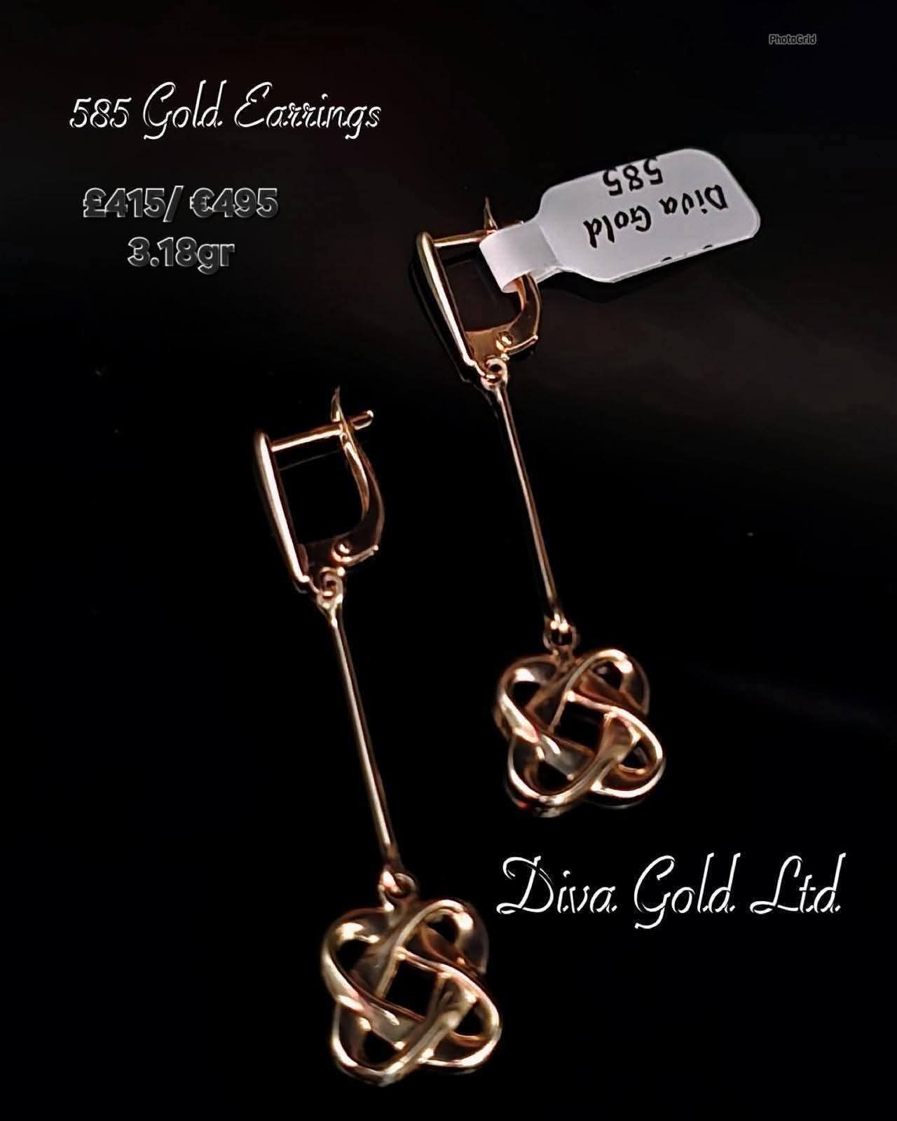 585 Gold earrings. 3.18gr