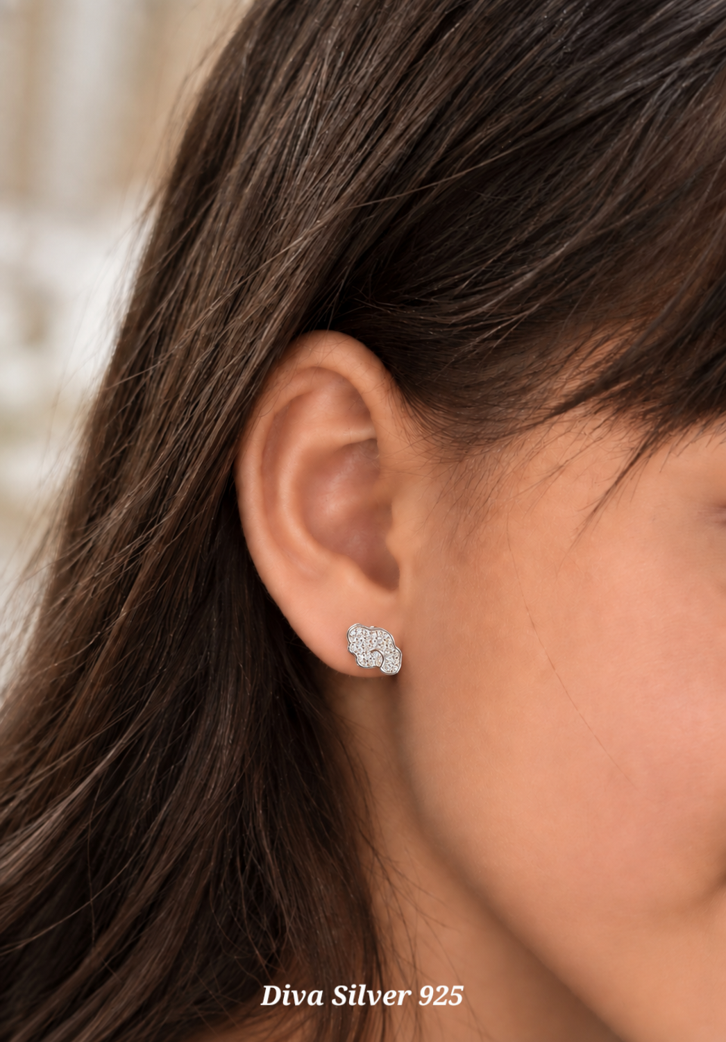 Sterling Silver Cloud Stud Earrings For Kids