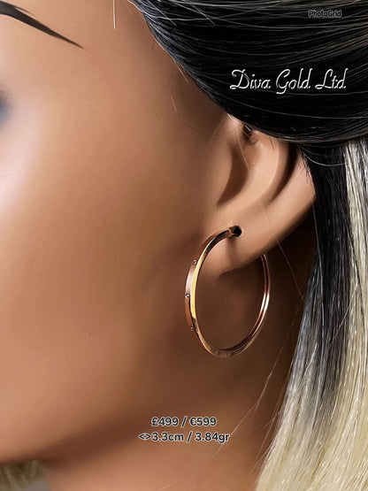 585 Gold hoop earrings. 3.3cm / 3.84gr
