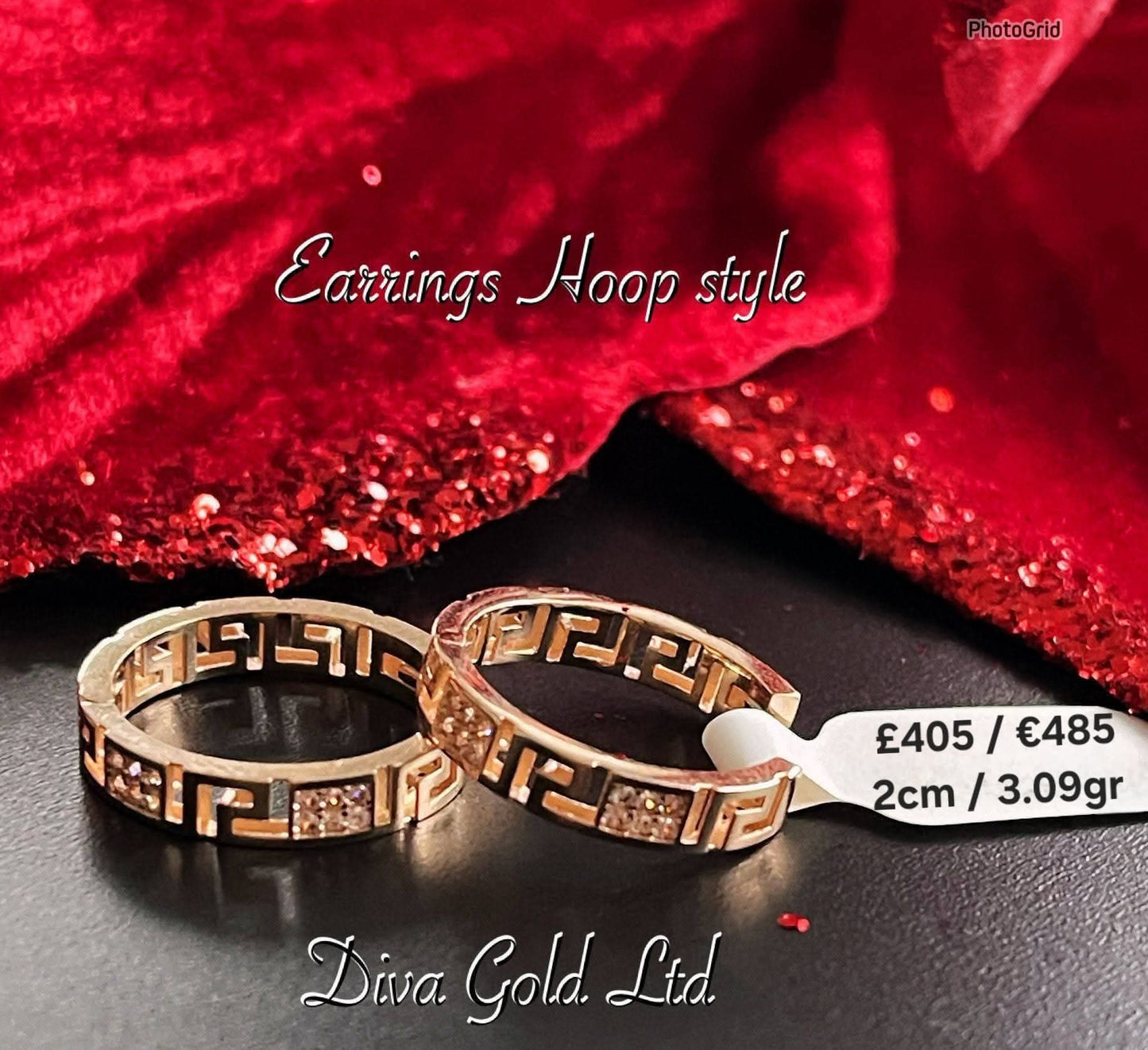 585 Gold Hoop earrings.  2cm / 7.60gr