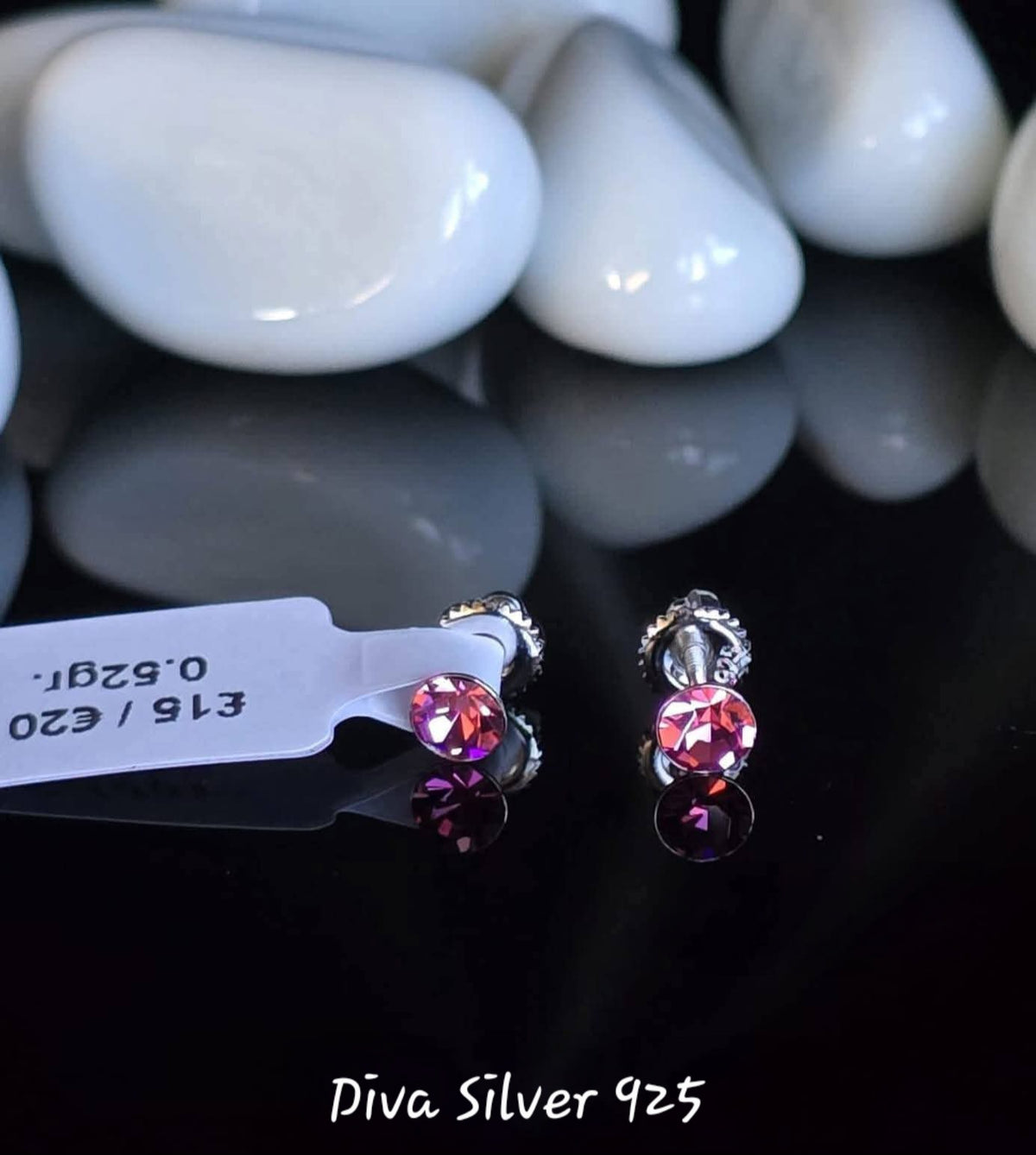 Sterling Silver Pink Stud Earrings