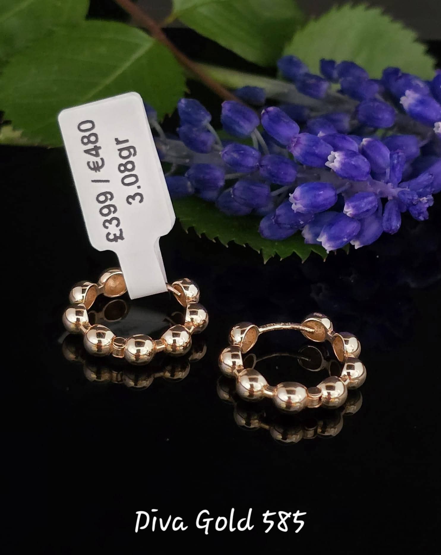 585 Gold hoop earrings. 3.08gr