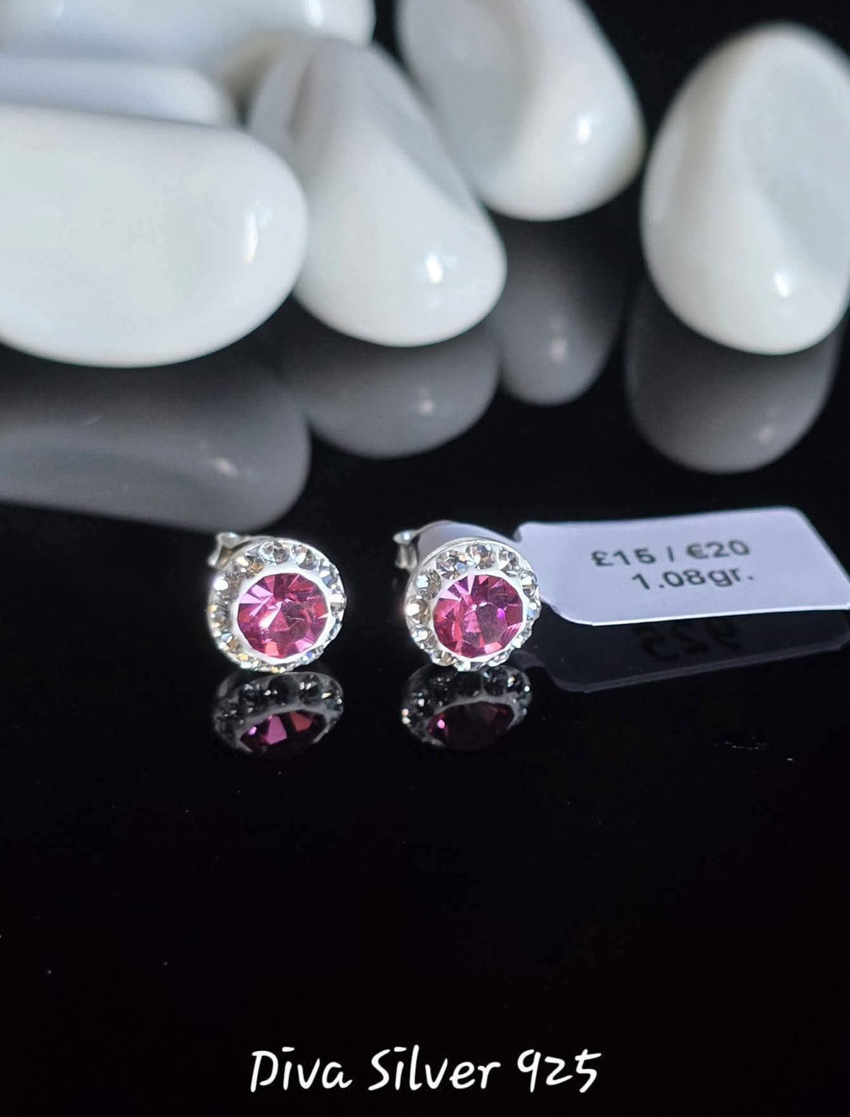 Sterling Silver Pink Women Stud Earrings
