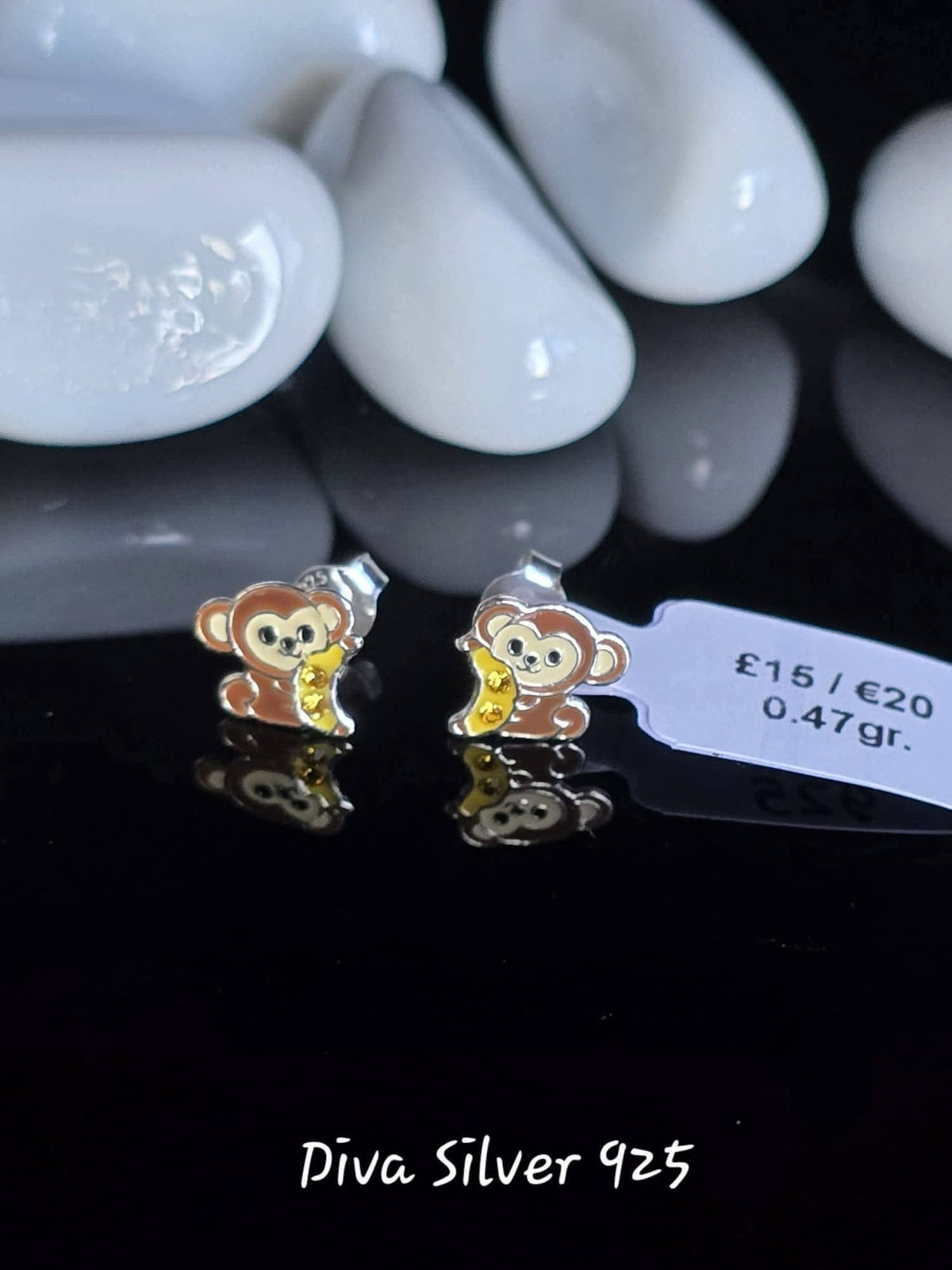 Sterling Silver Cute Monkey Stud Earrings