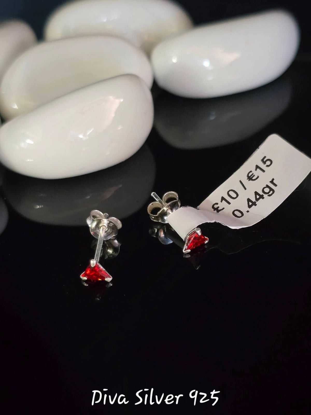 Sterling Silver Small Red Women Stud Earrings