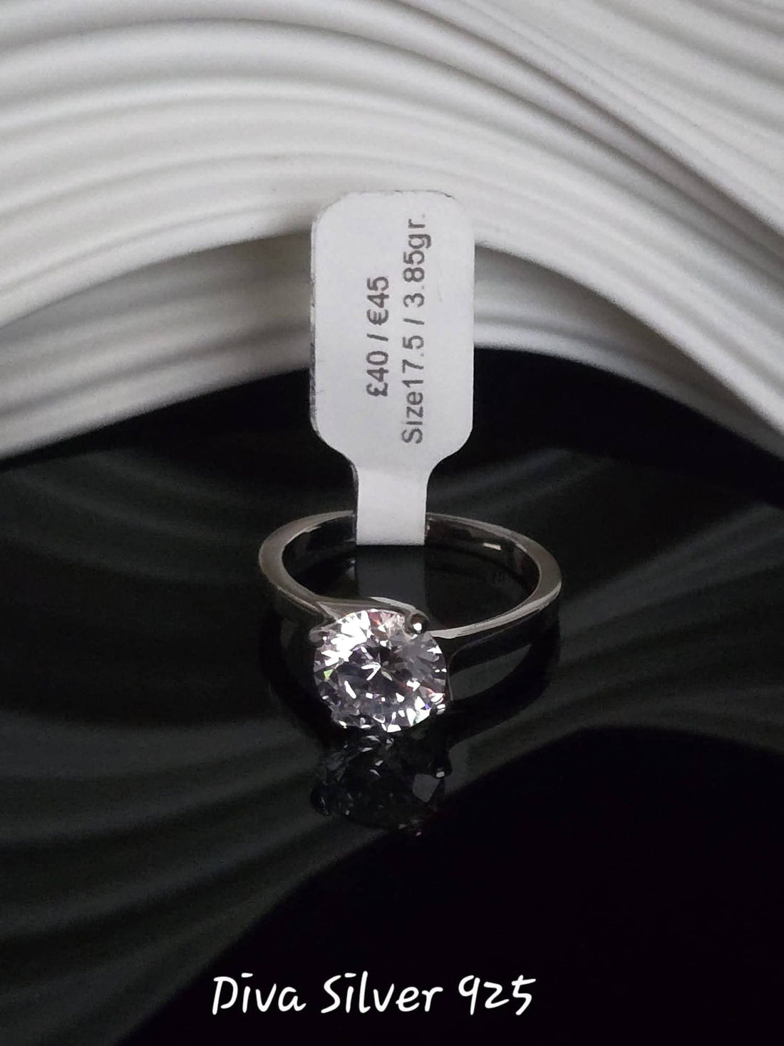 Sterling Silver Round Stone Ring