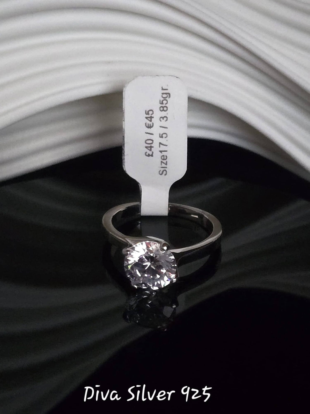 Sterling Silver Round Stone Ring