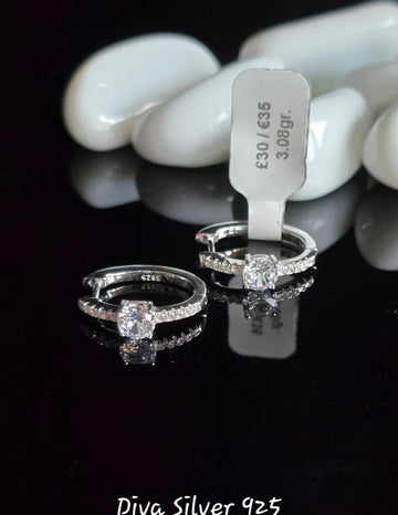 Sterling Silver Zircone Stones Women Earrings