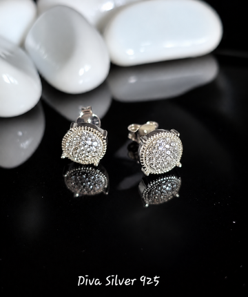 Sterling Silver Shining Women Stud Earrings