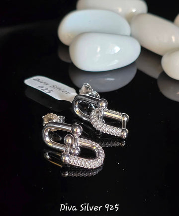 Sterling Silver Large Women Stud Earrings