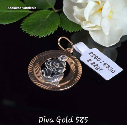 Golden zodiac aquarius. 2.22gr