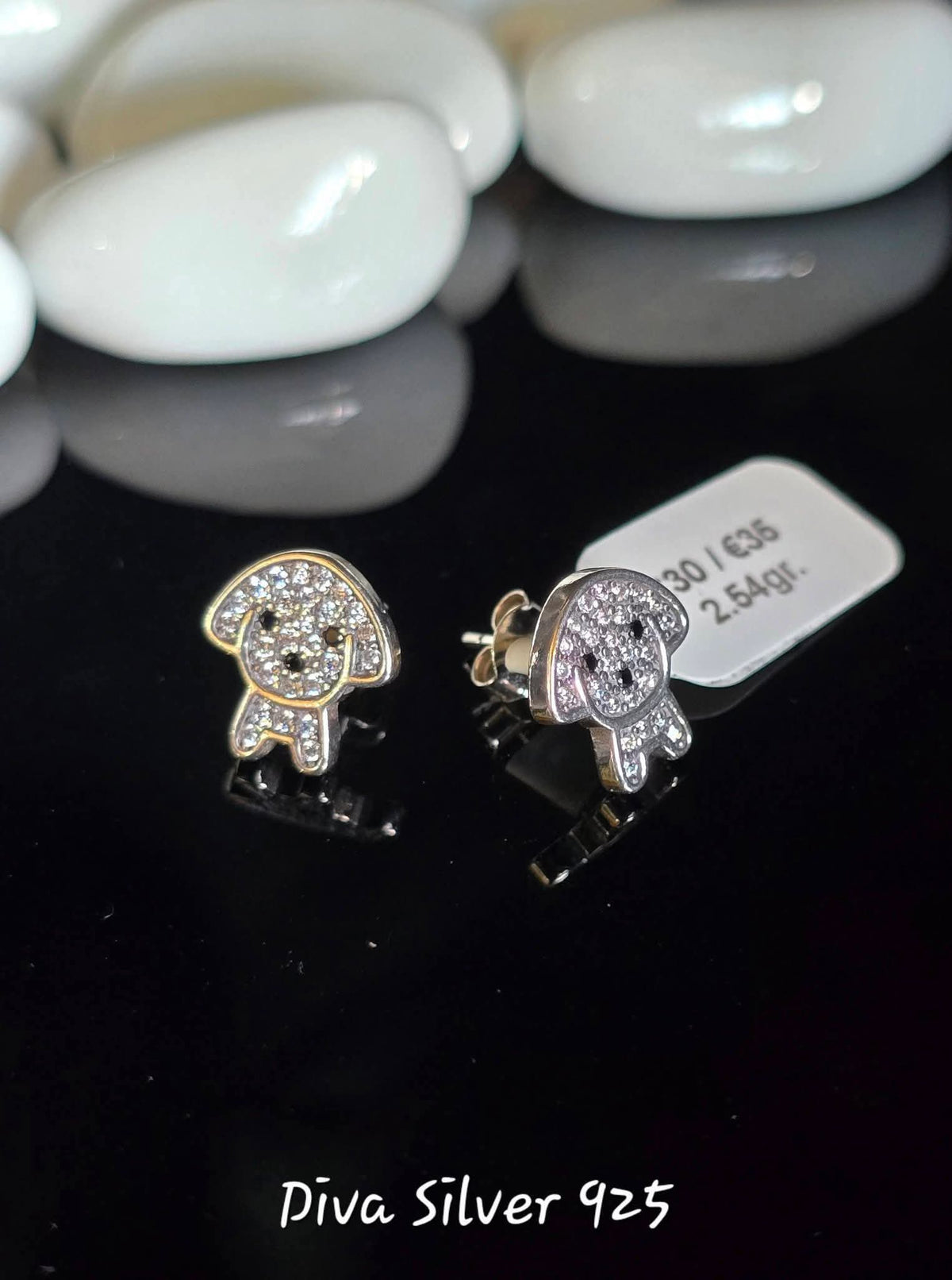 Sterling Silver Puppy Stud Earrings