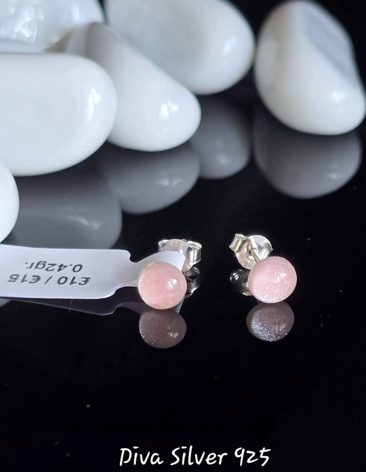 Sterling Silver Solid Light Pink Stud Earrings