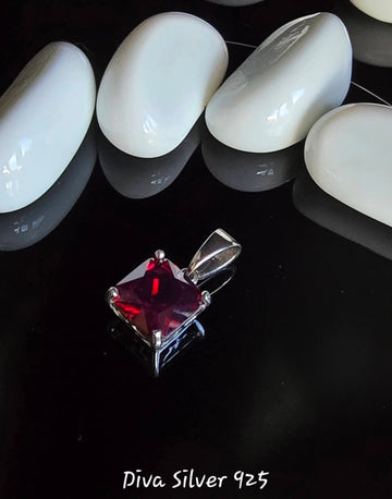 925 Sterling Red Cubic Pendant