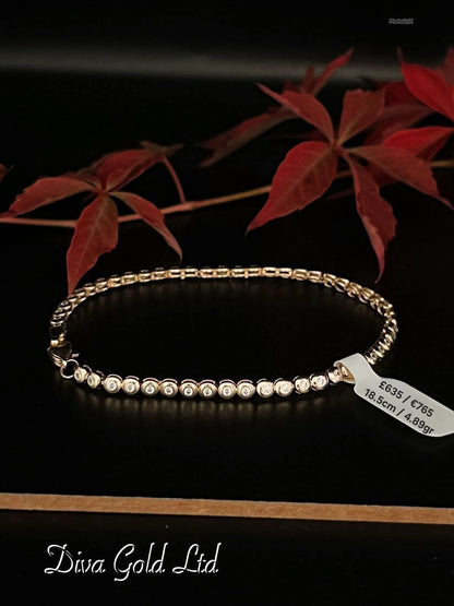 18.5cm Gold bracelet 585 with white zircon stones