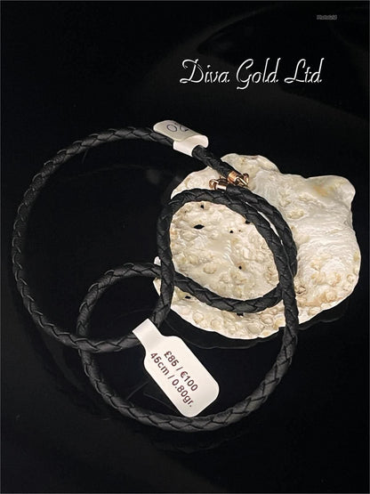 Leather chain 45cm with a gold clasp