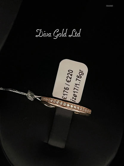 Gold ring with white zircon stones.  Size 17