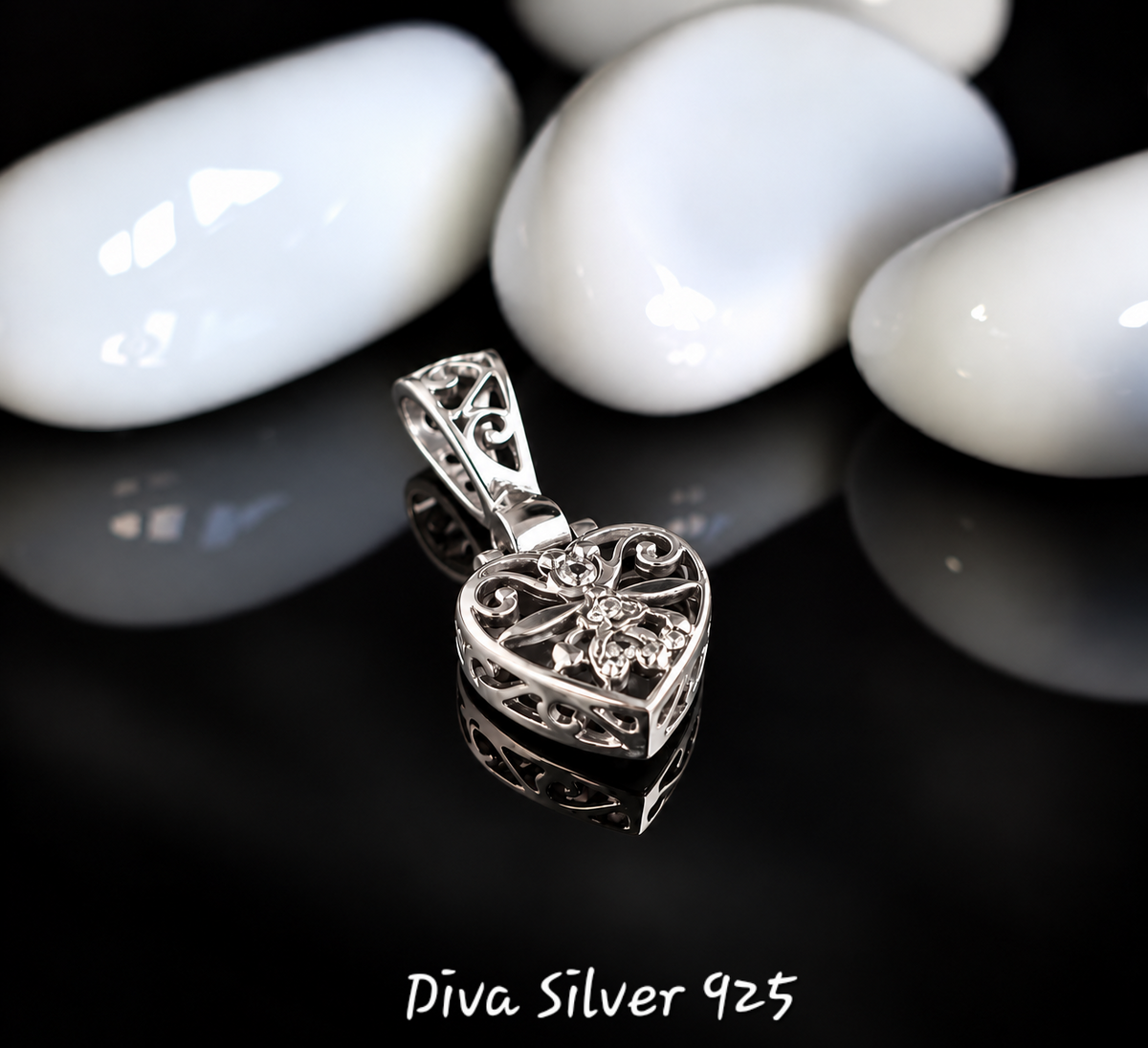 925 Sterling Two Side Heart Pendant