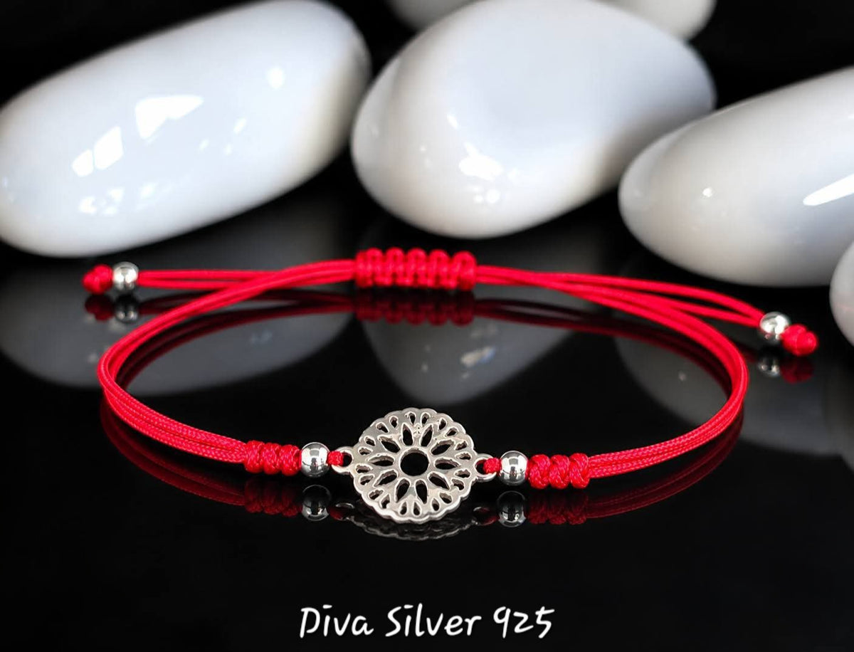 925 Sterling Stunning Red Thread Bracelet