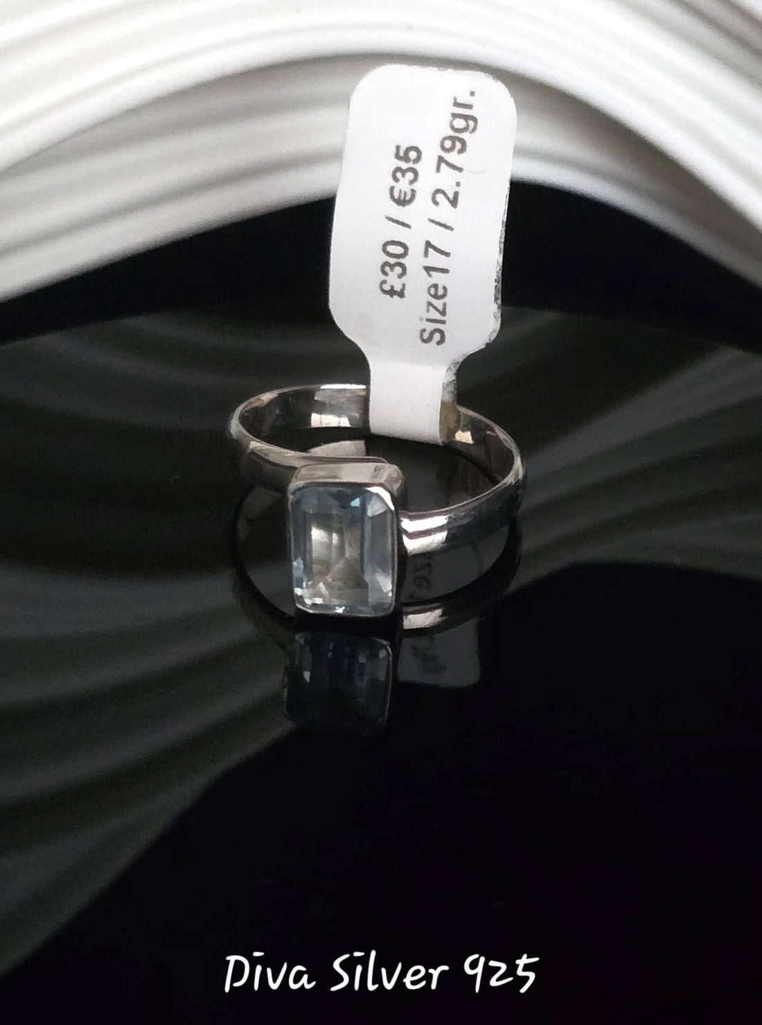 Sterling Silver Light Blue Stone Ring