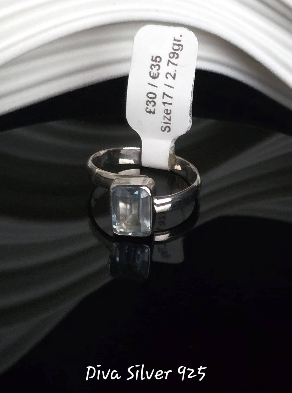 Sterling Silver Light Blue Stone Ring