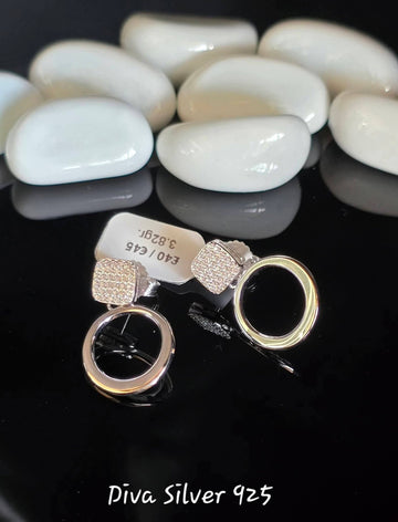 Sterling Silver Circle Women Stud Earrings