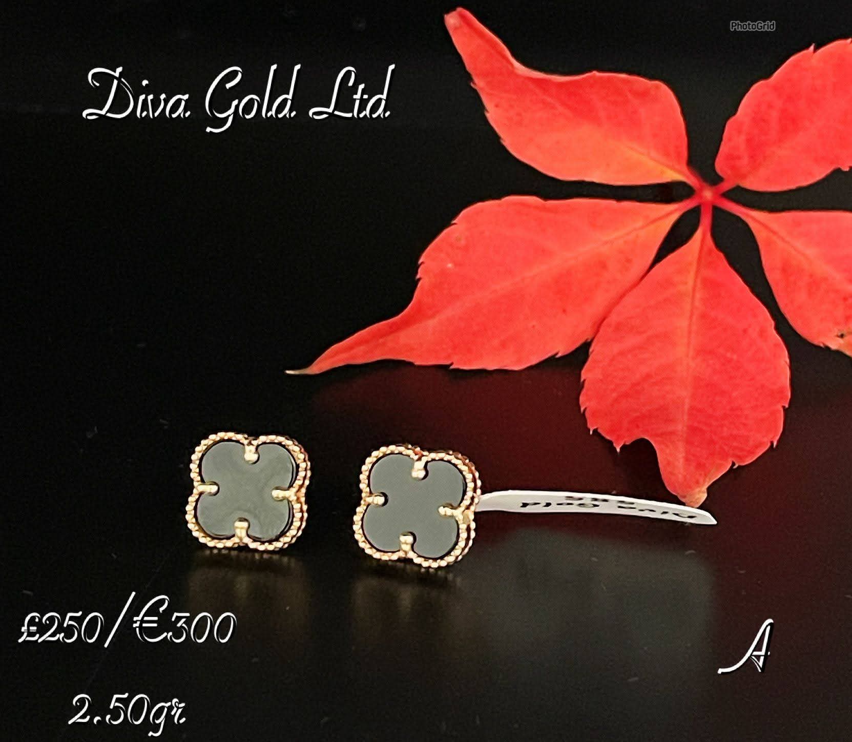 Gold 585 clover studs earrings