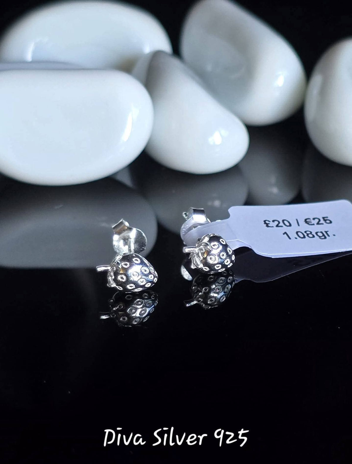 Sterling Silver Strawberry Stud Earrings
