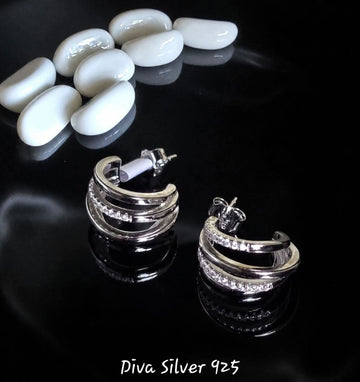 Sterling Silver Half Hoop Women Stud Earrings
