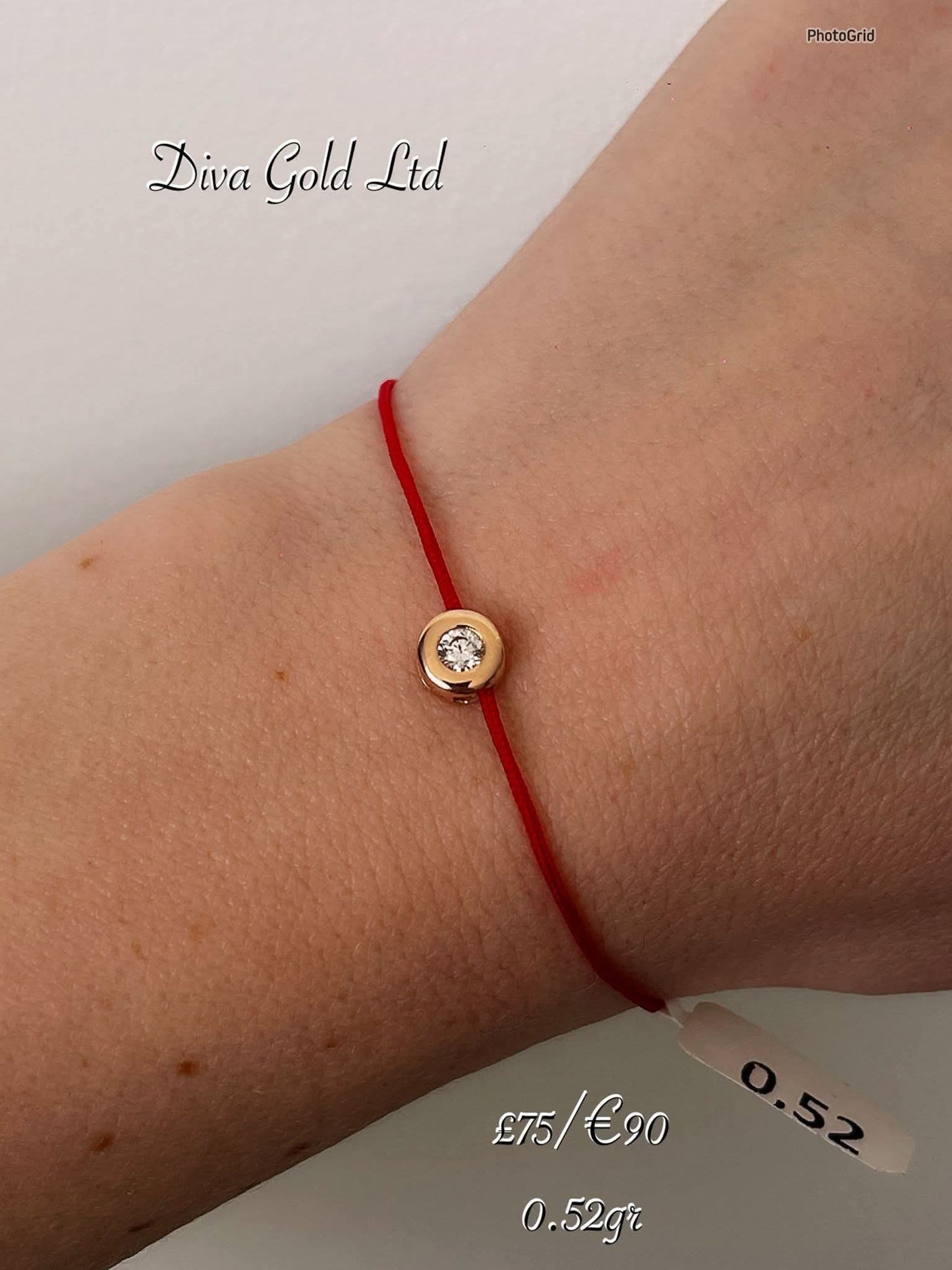 red thread bracelet with heart. 0.52gram