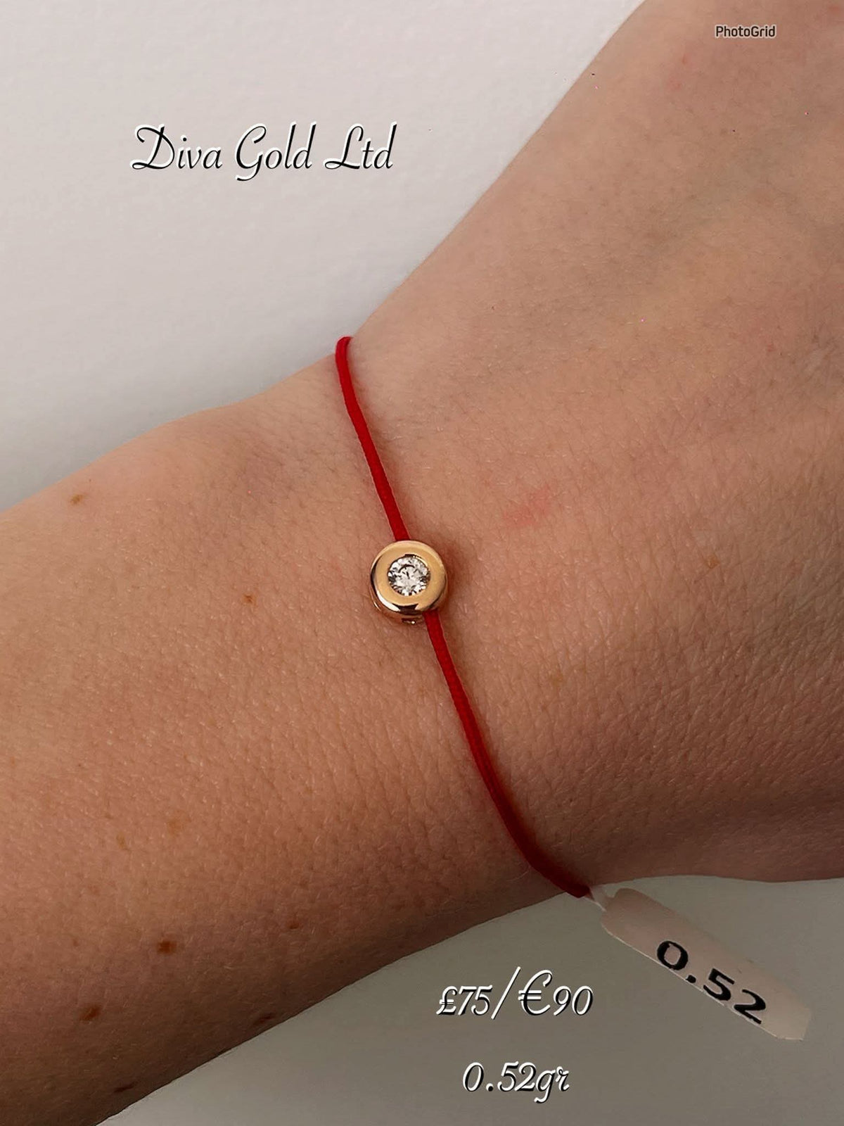 red thread bracelet with heart. 0.52gram