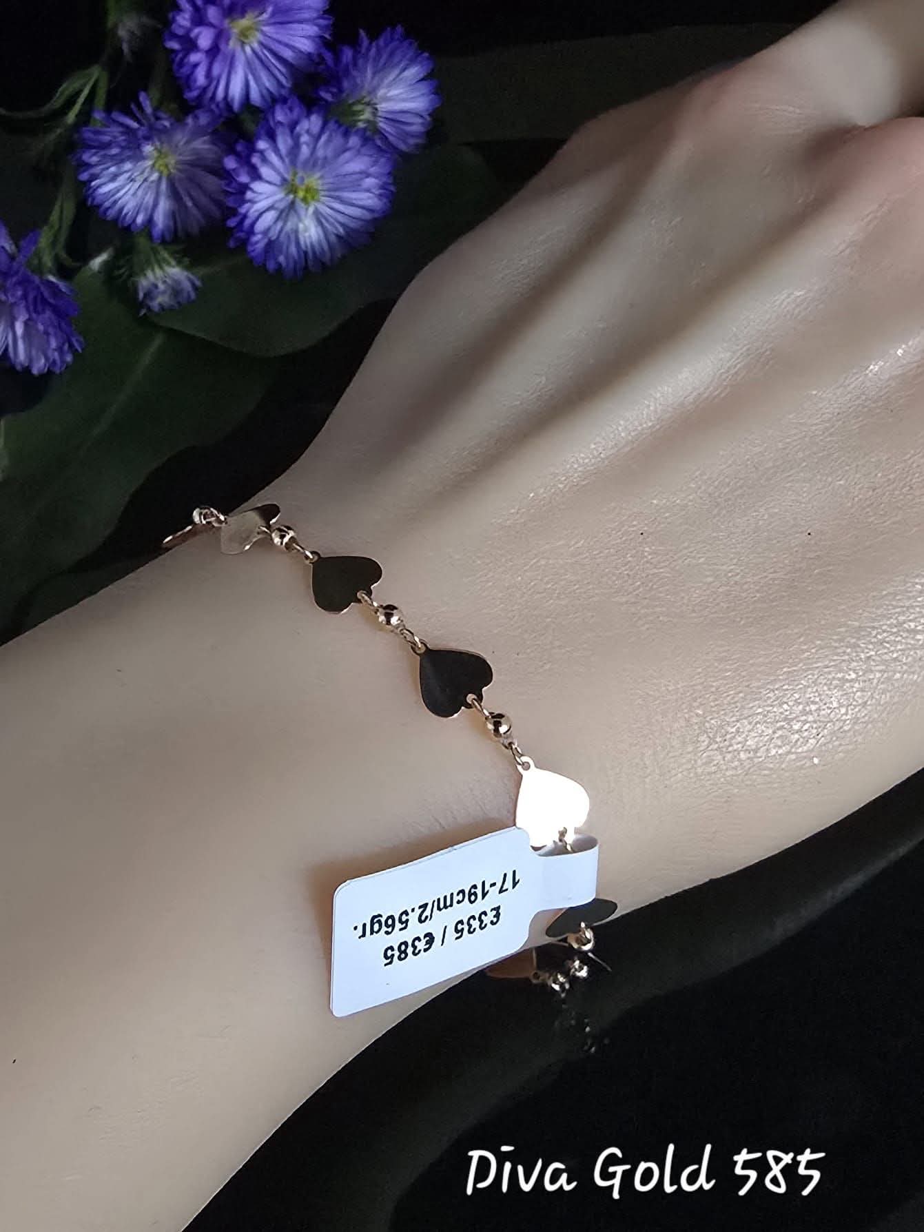 17-19cm Gold heart-shaped bracelet 585