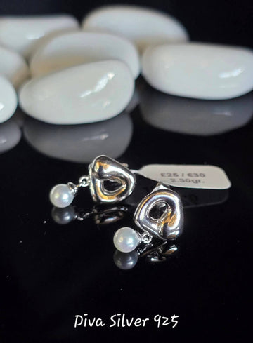 Sterling Silver Pearl Women Stud Earrings