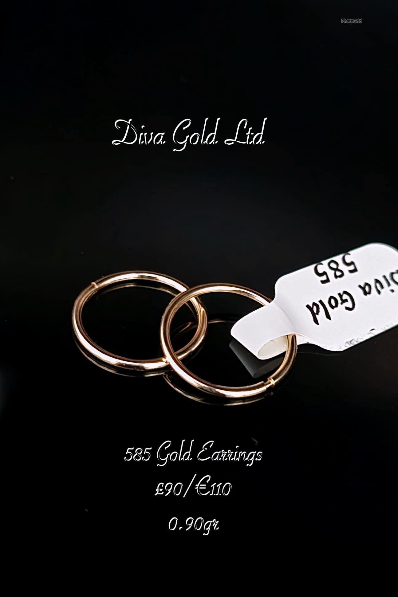 Gold 585 hoop earrings.