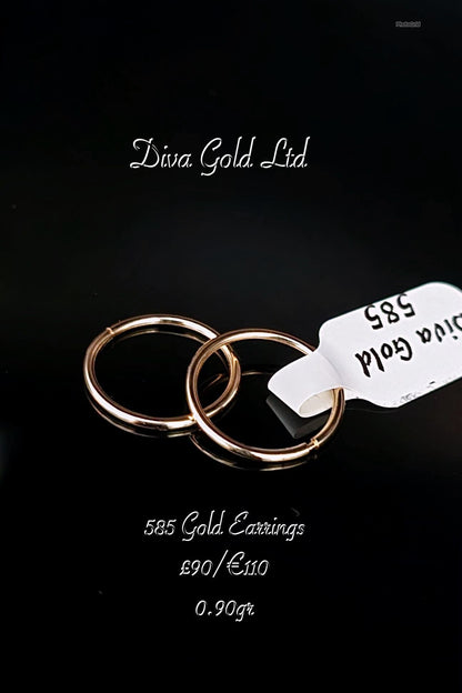 Gold 585 hoop earrings.
