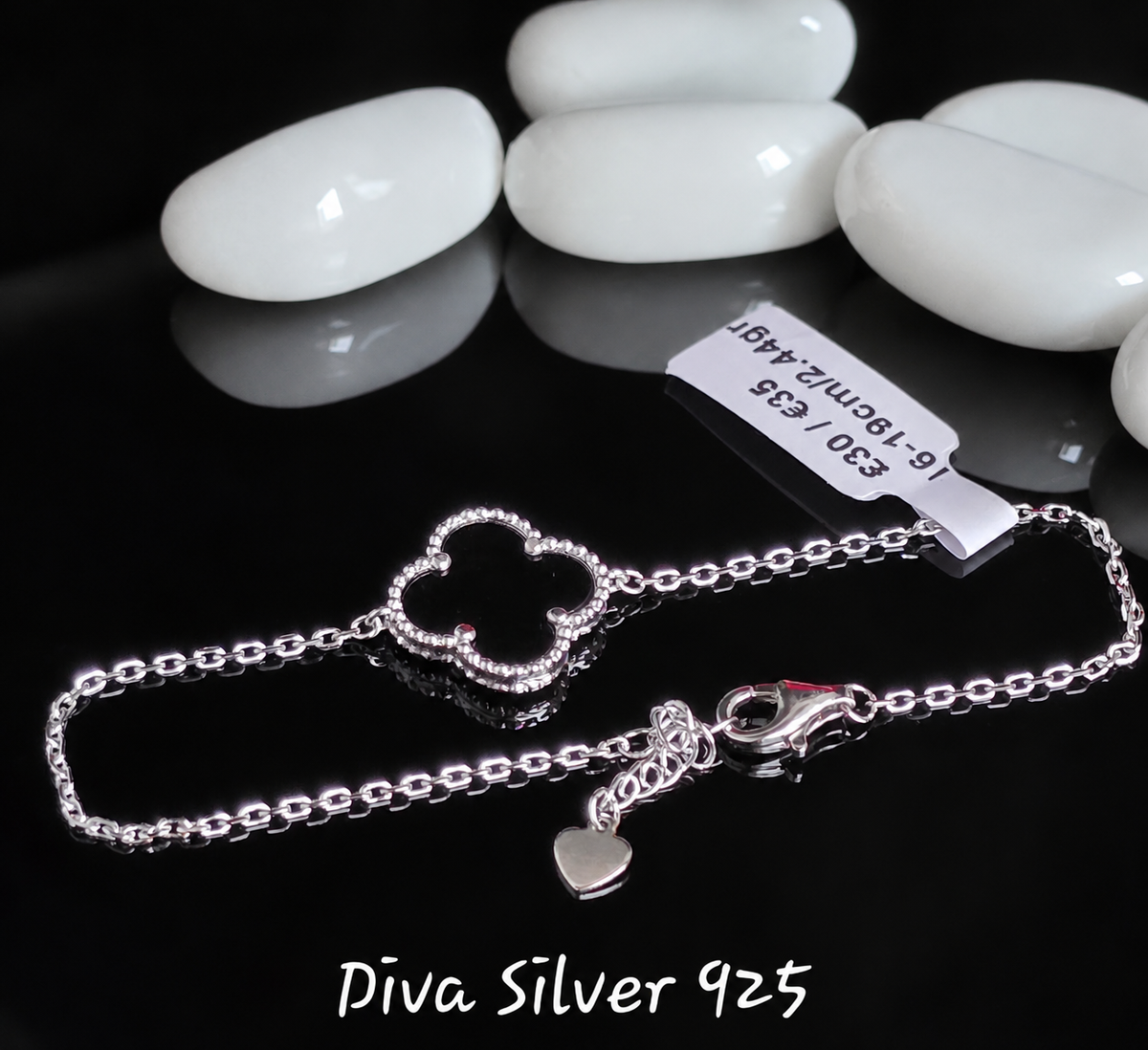 925 Sterling Black Clover Bracelet For Women